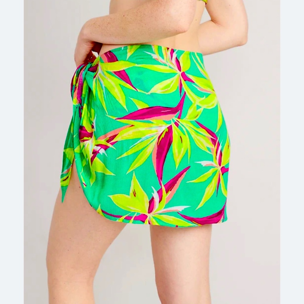 Old Navy High-Waisted Gauze Wrap-Front Sarong Swim Skirt Size M-New With tags